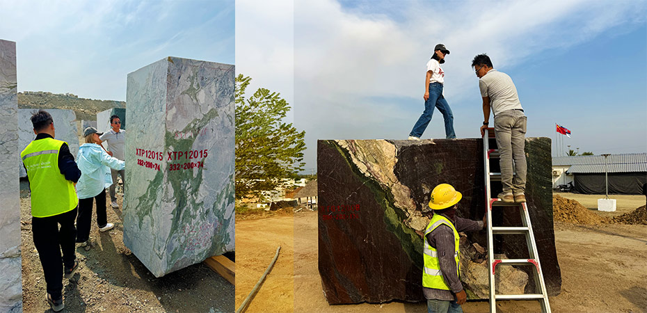 Cambodian Four Seasons Green Marble block yard