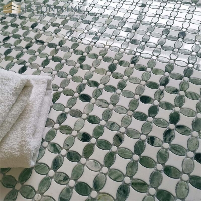 Raggio Verde flower marble mosaic