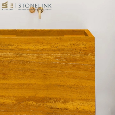 Golden travertine slab