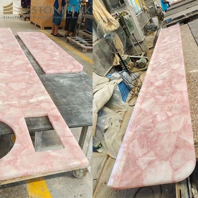 Pink crystal gemstone countertop