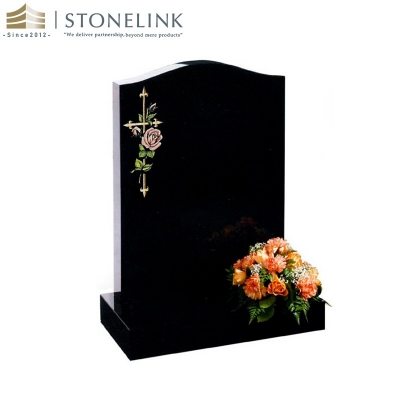 Black granite custom upright headstone