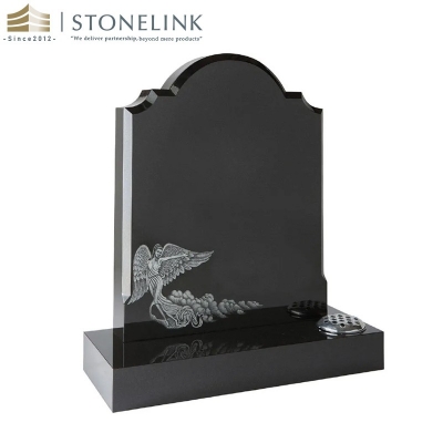 Black granite custom upright headstone