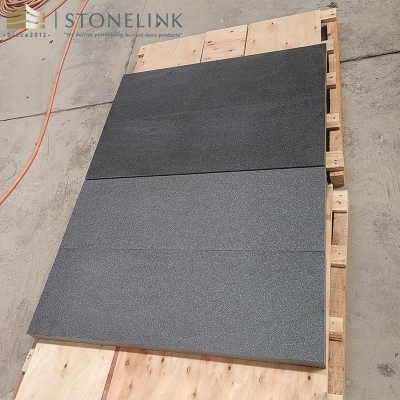 Absolute Black granite flamed stone pavers