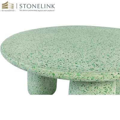 Green terrazzo table top