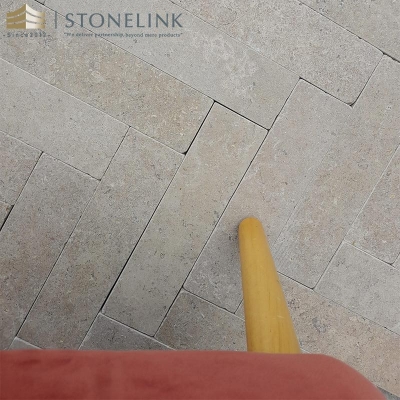 Outdoor tumbled limestone bricks