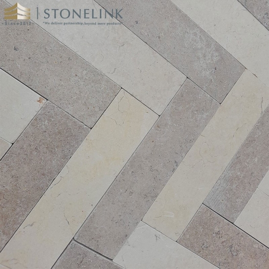 Outdoor tumbled limestone bricks