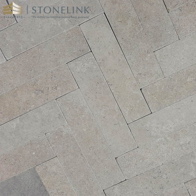 Outdoor tumbled limestone bricks