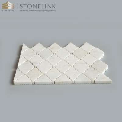 Bianco White scalloped diamond marble mosaic