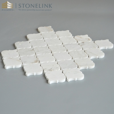 Bianco White arabesque polished marble mosaic