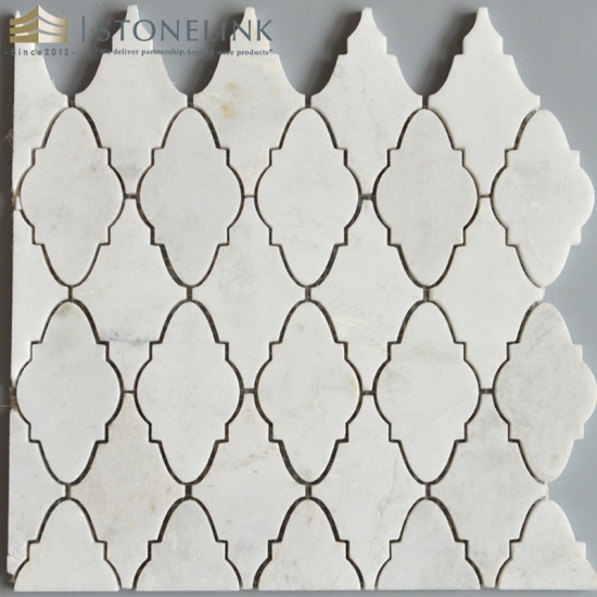 Bianco White scalloped diamond marble mosaic