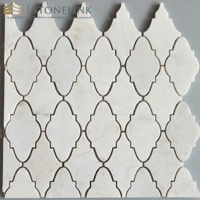 Bianco White scalloped diamond marble mosaic