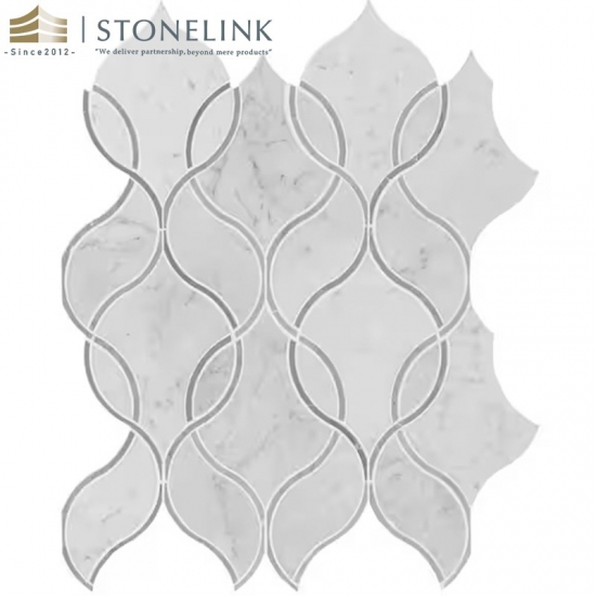 Carrara White curved pattern polished marble mosaic
