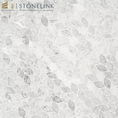 Carrara White honed marble mosaic