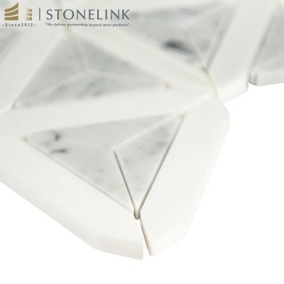Carrara White triangular polished marble mosaic