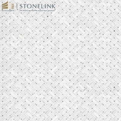 Carrara White basketweave polished marble mosaic
